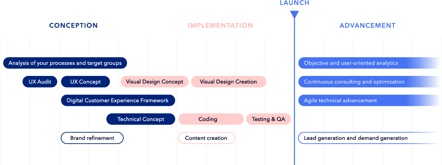 A project plan showing a B2B portal project with SNK.