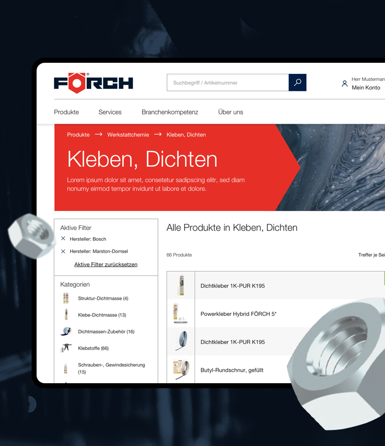 Bild zeigt den Onlineshop des Unternehmens Eisele mit UX- und UI- Design von SNK.