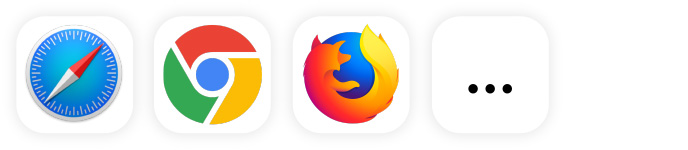 Zu sehen sind die Safari, Firefox und Google Chrome Icons für den Download der Corona Warn App von der Designagentur SNK