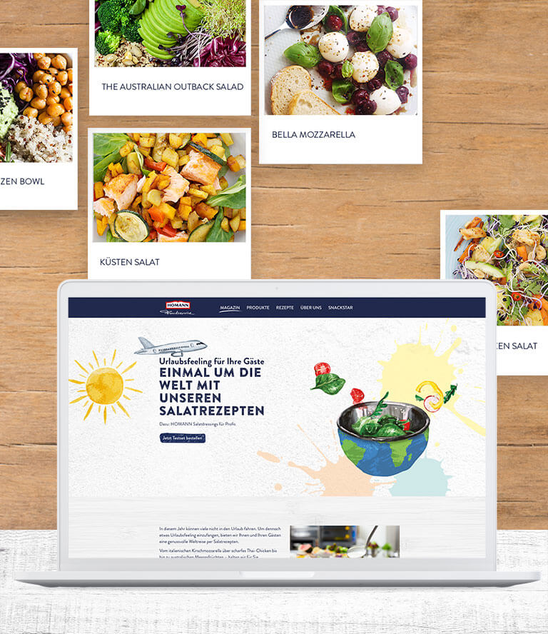 Homann Foodservice - Screen von Website und Rezeptbilder