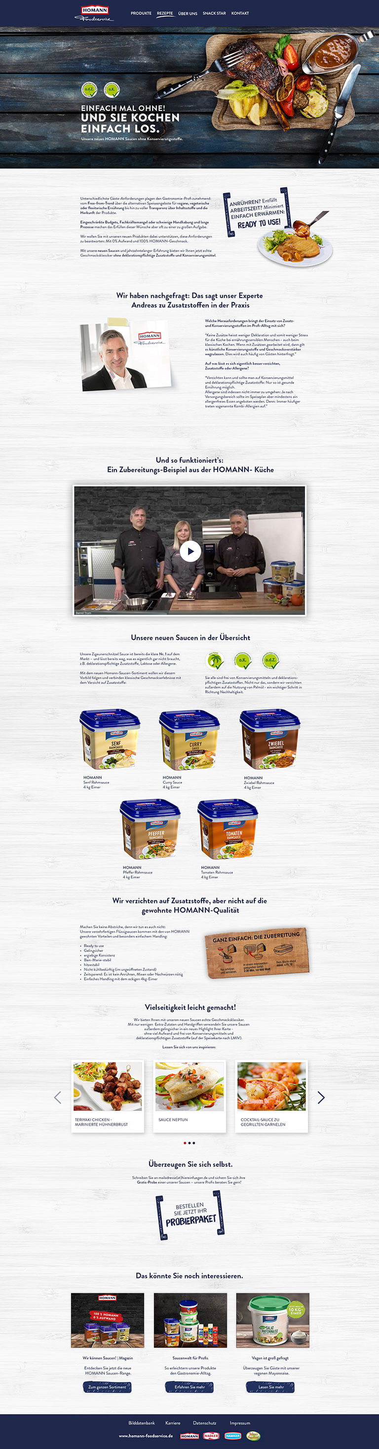 Homann Foodservice campaigns landing page screenshot