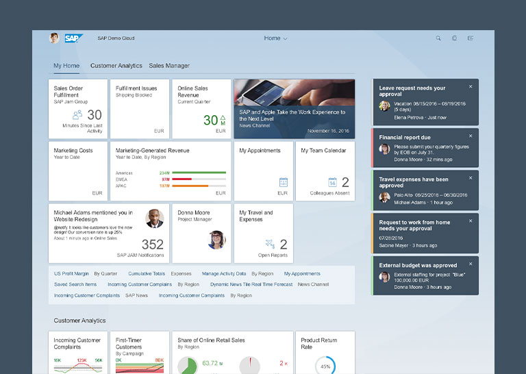 Zu sehen ist ein Screenshot der SAP Demo Cloud