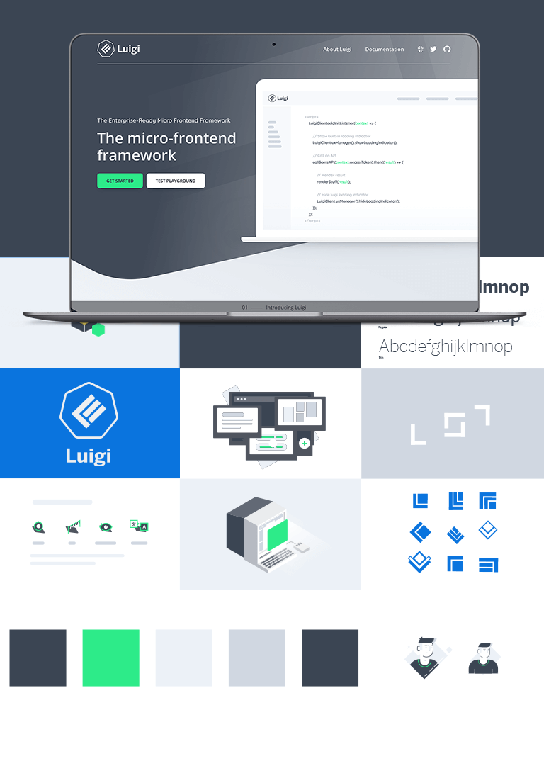 Collage Visual Design des Micro Frontend Frameworks "Luigi" von SAP Hybris