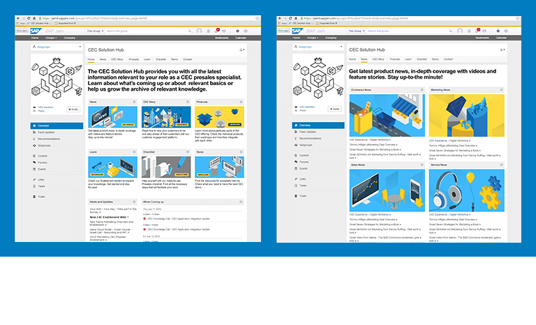 2 Screens der JAM-Landingpage von SAP von 2015