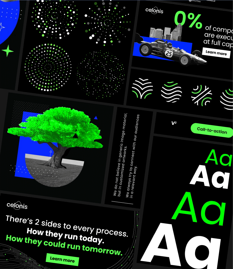 Collage aus verschiedenen auffälligen Grafiken und Visual Assets