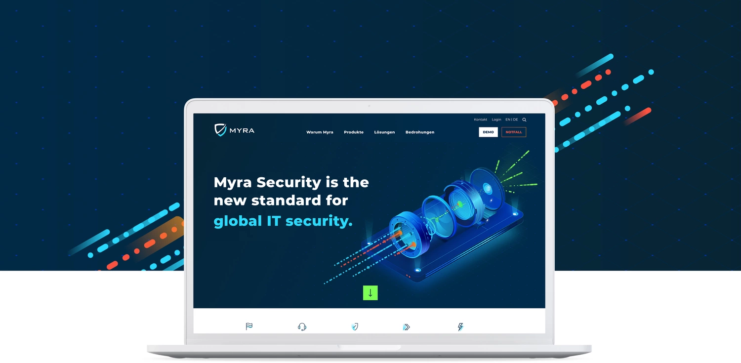 Homepage of new Myra Security Website