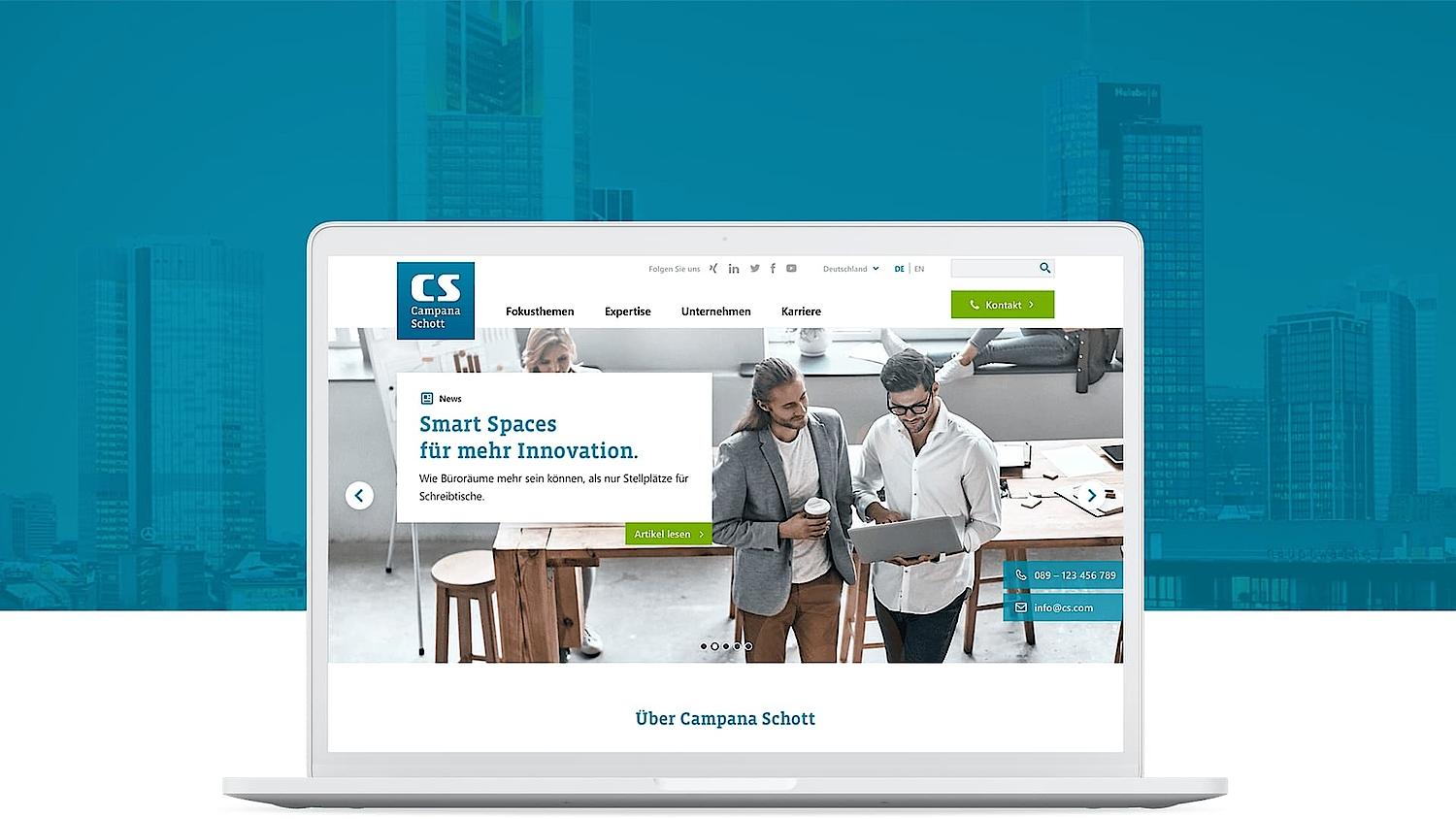 Zu sehen ist ein Screenshot der Campana Schott Website