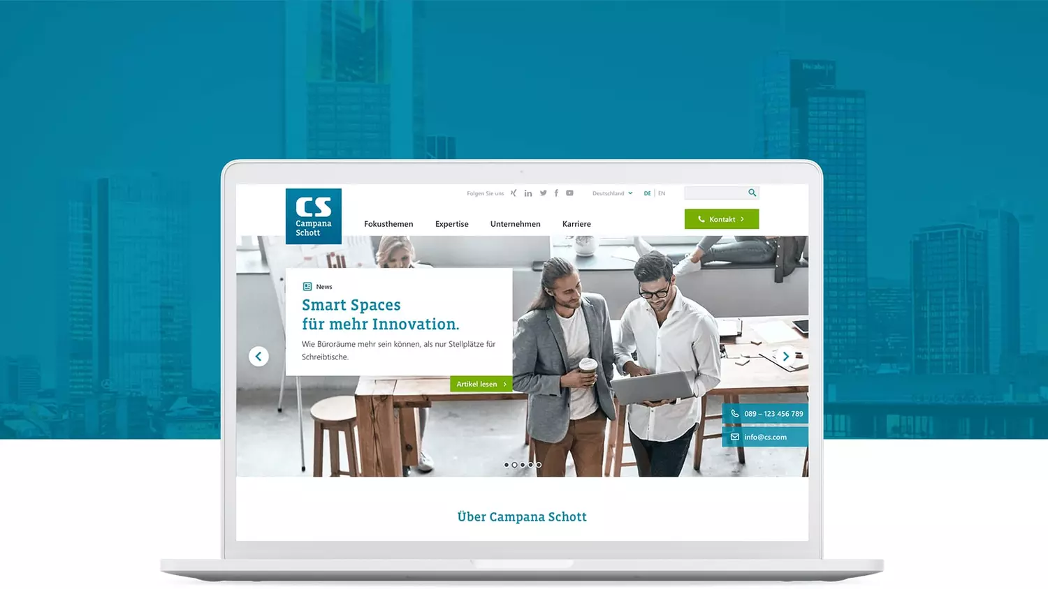 Zu sehen ist ein Screenshot der Campana Schott Website