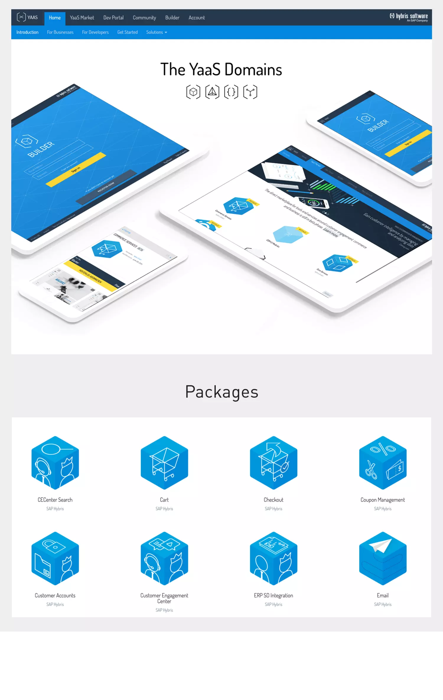 Screen der YaaS Homepage von 2013