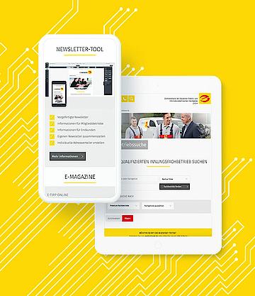 Zu sehen ist das e-Handwerk-Webportal mit Web-to-print-Lösung und Webseiten-Konfigurator