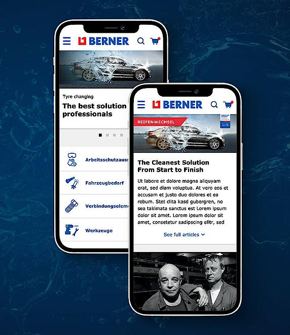Bild zeigt einen Screenshot der Berner AG Website im Mobilgerät Mockup