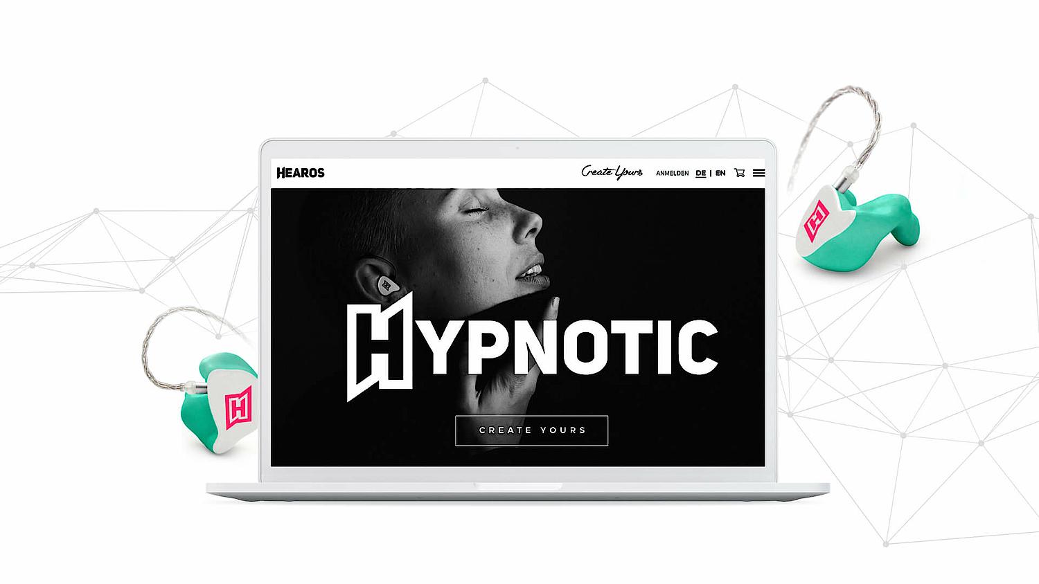 Hearos Webshop mit Header Bild 'Hypnotic' und In Ears