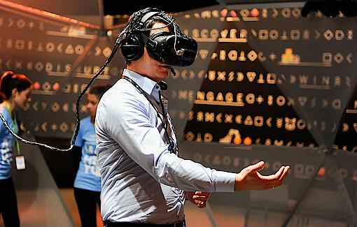 Man wearing VR glasses | beautiful new kids