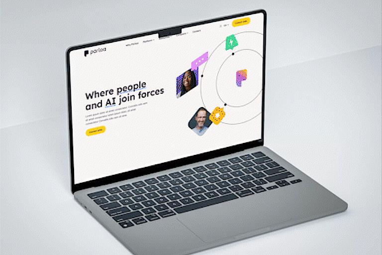 Parloa Website Mockup in einem Laptop