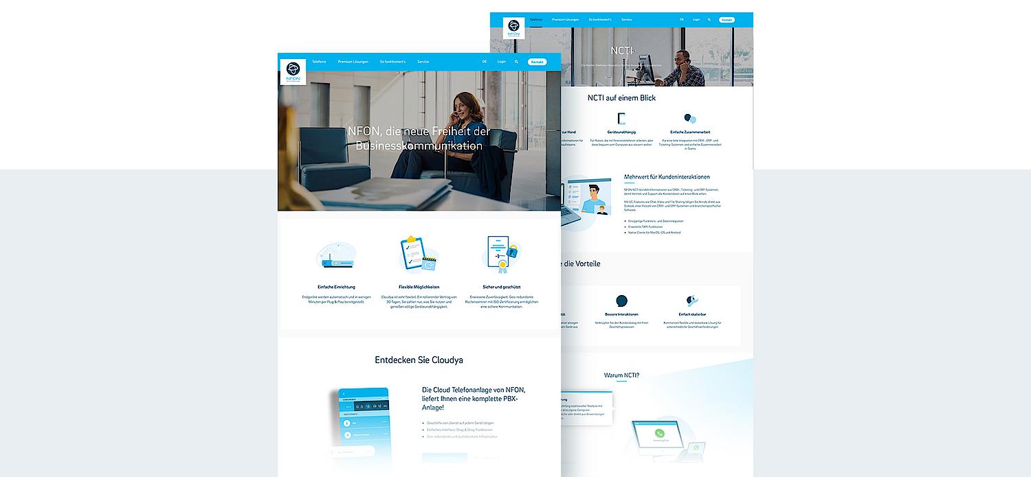 Zu sehen ist ein Screenshot der Website NFON