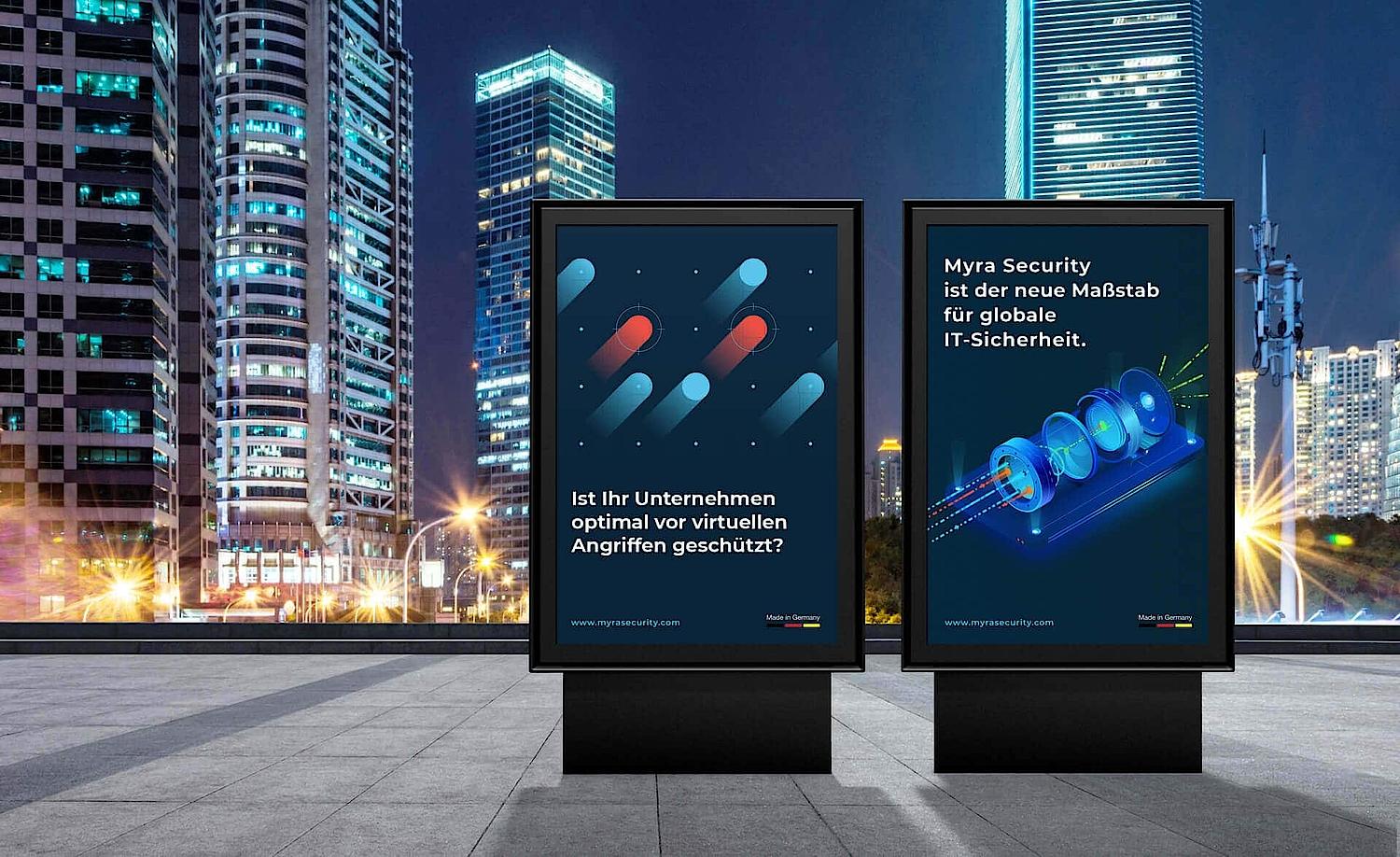 Zu sehen sind zwei Plakate im neuen Design zum Thema IT-SIcherheit.