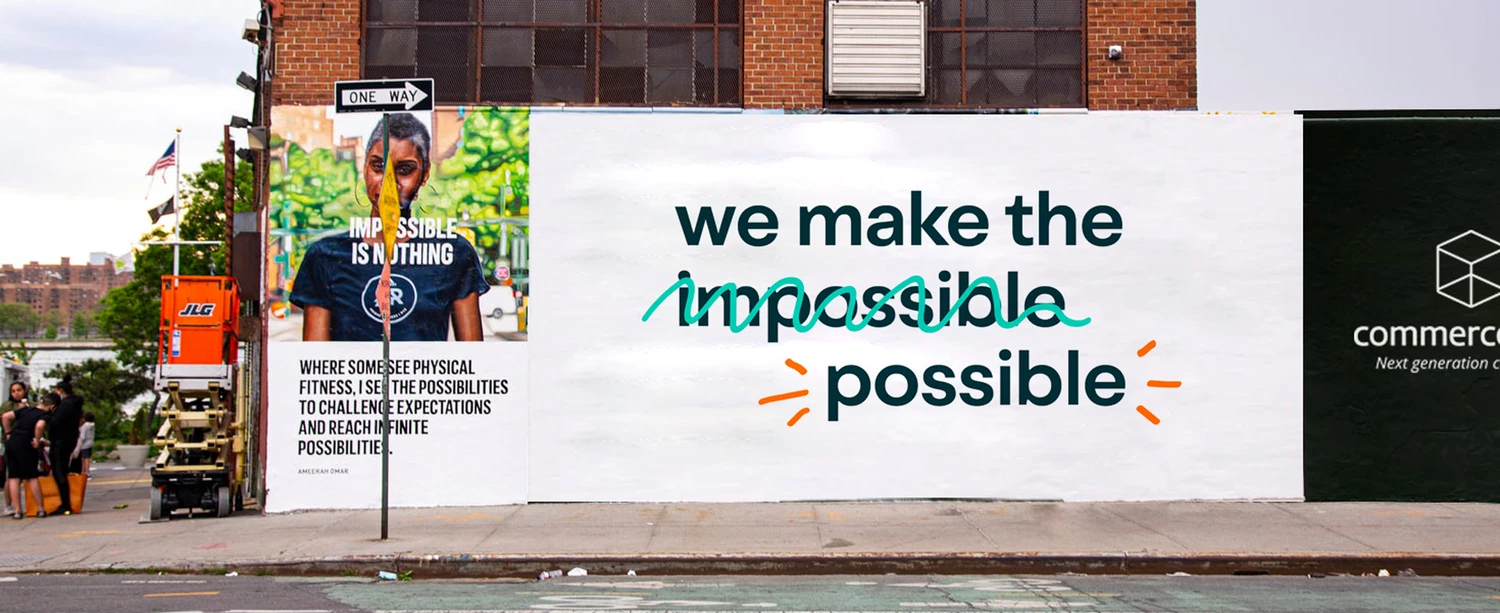 commercetools streetposter with text: we make the impossible possible