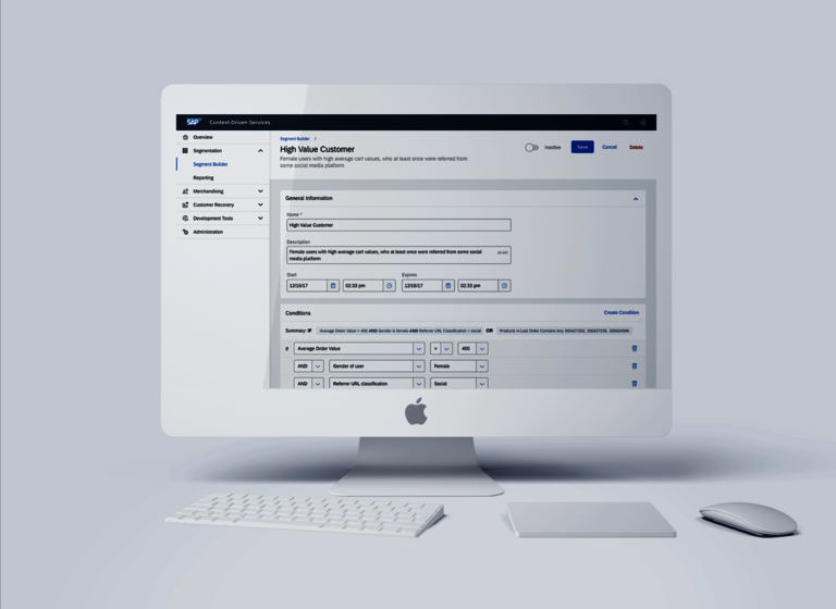 Bild zeigt ein Interface von SAP. Das UX/UI-Design stammt von SNK.