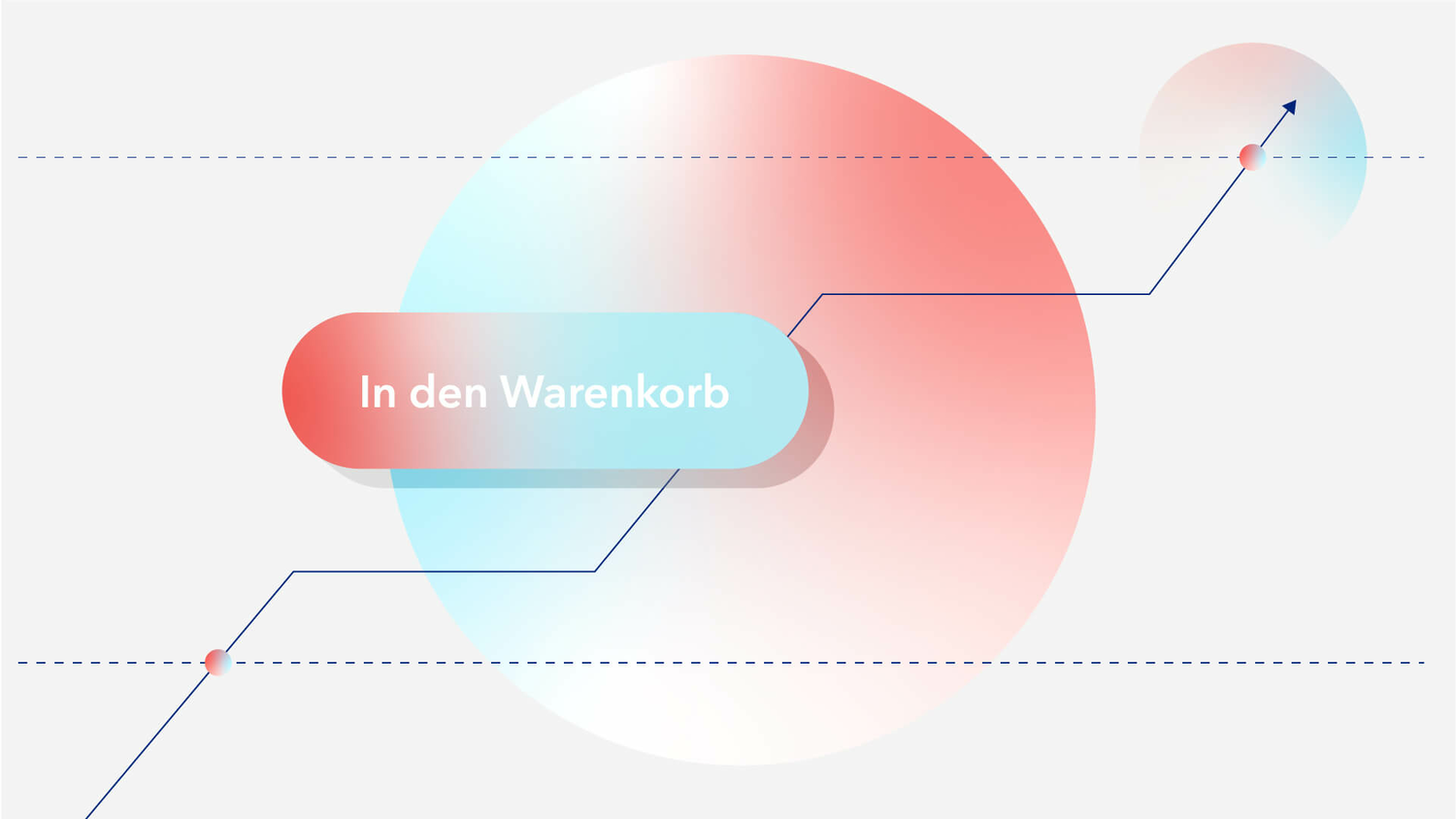 Eine Illustration das den Kaufabschluss über den Warenkorb zeigt.