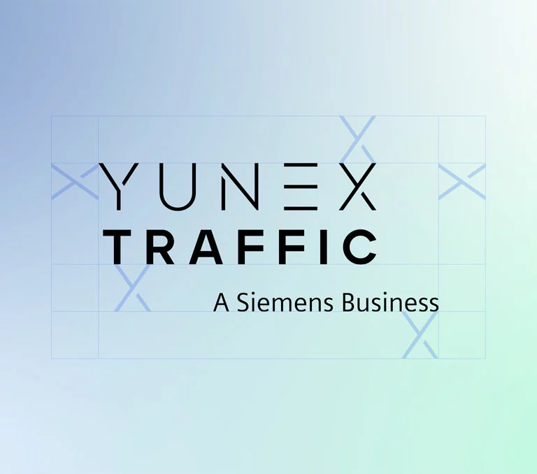 Logoentwicklung der Agentur SNK für YUNEX, eine Marke von Siemens Mobilty