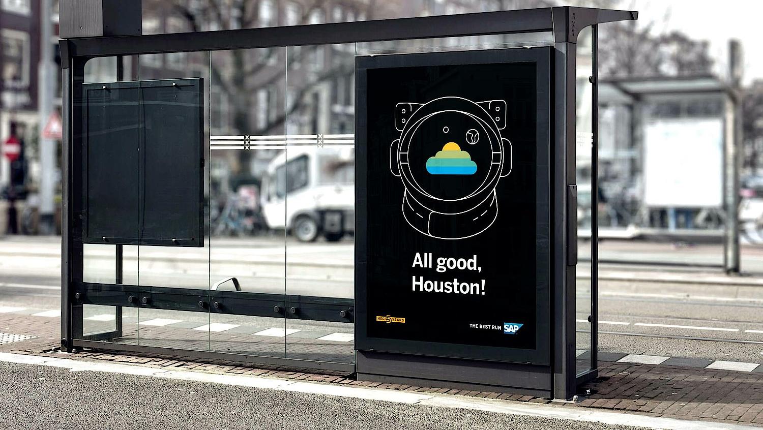 A poster in a bus station in SAP hybris design by agency SNK