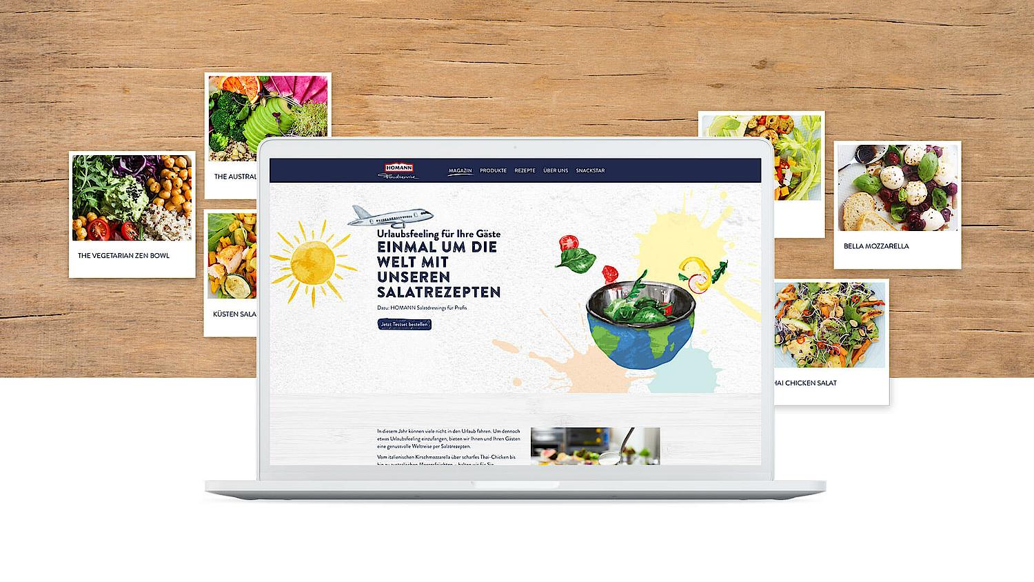 Homann Foodservice - Screen von Website und Rezeptbilder