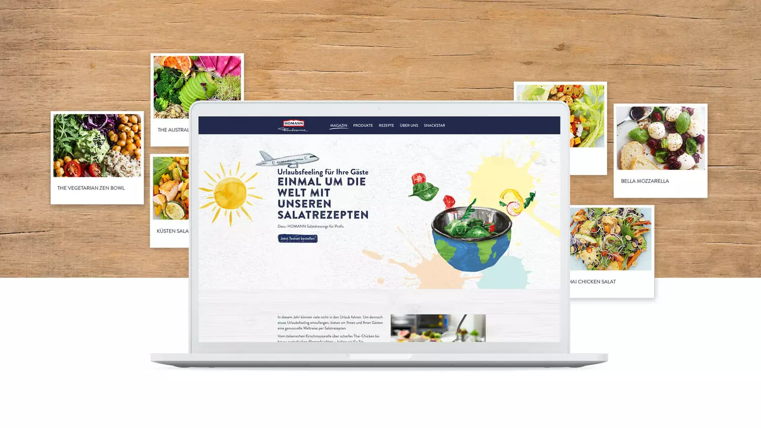 Homann Foodservice - Screen von Website und Rezeptbilder