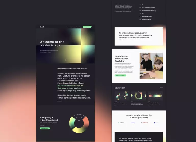 Website für Start-up Black Semiconductor