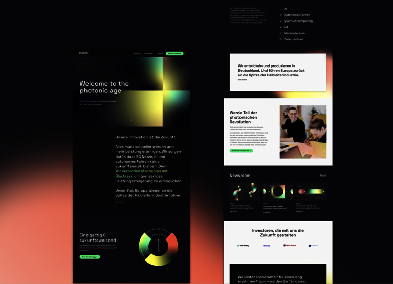 Website für Start-up Black Semiconductor