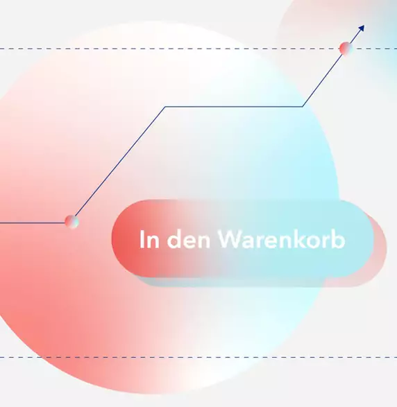 Eine Illustration das den Kaufabschluss über den Warenkorb zeigt.