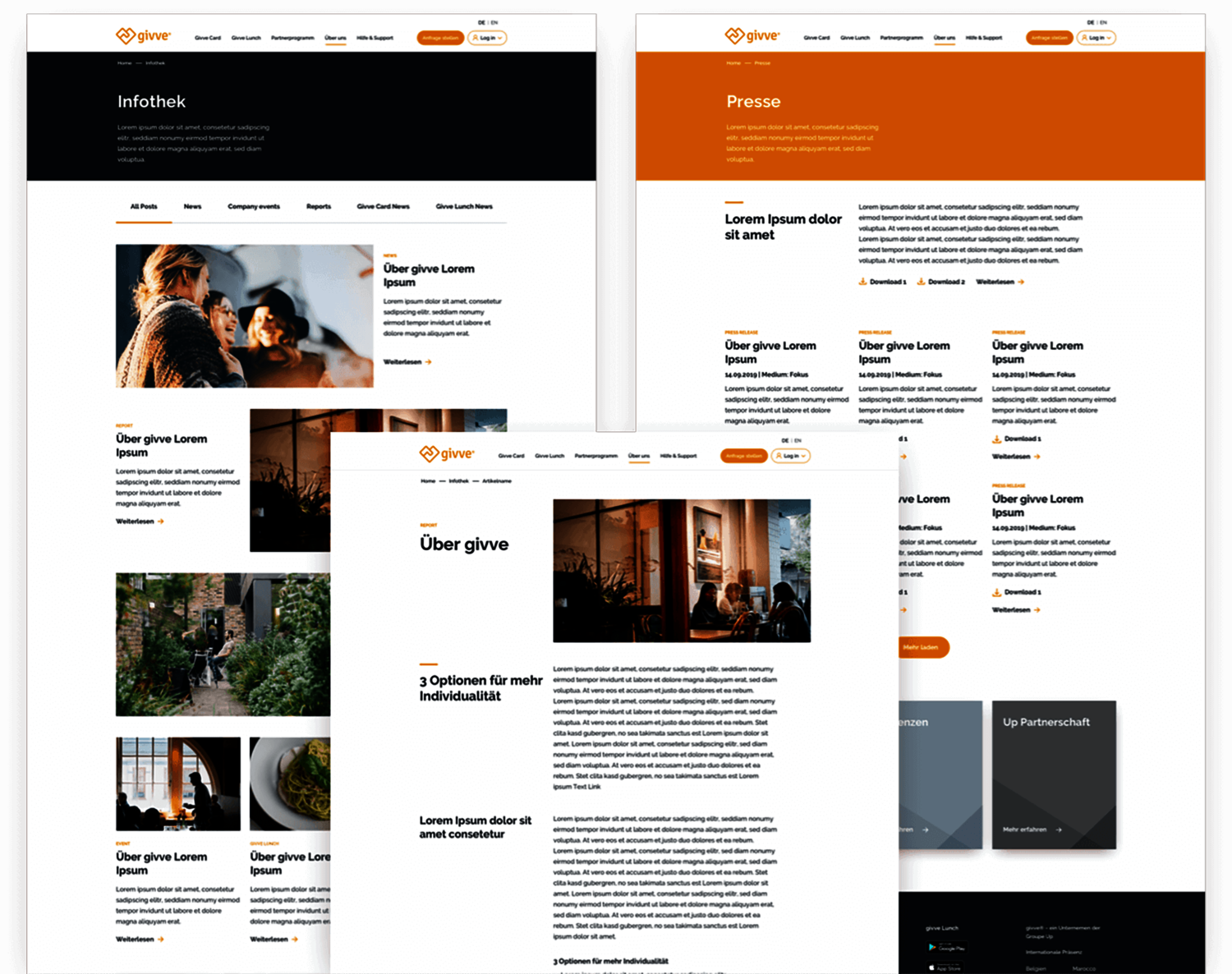 givve screens website interface