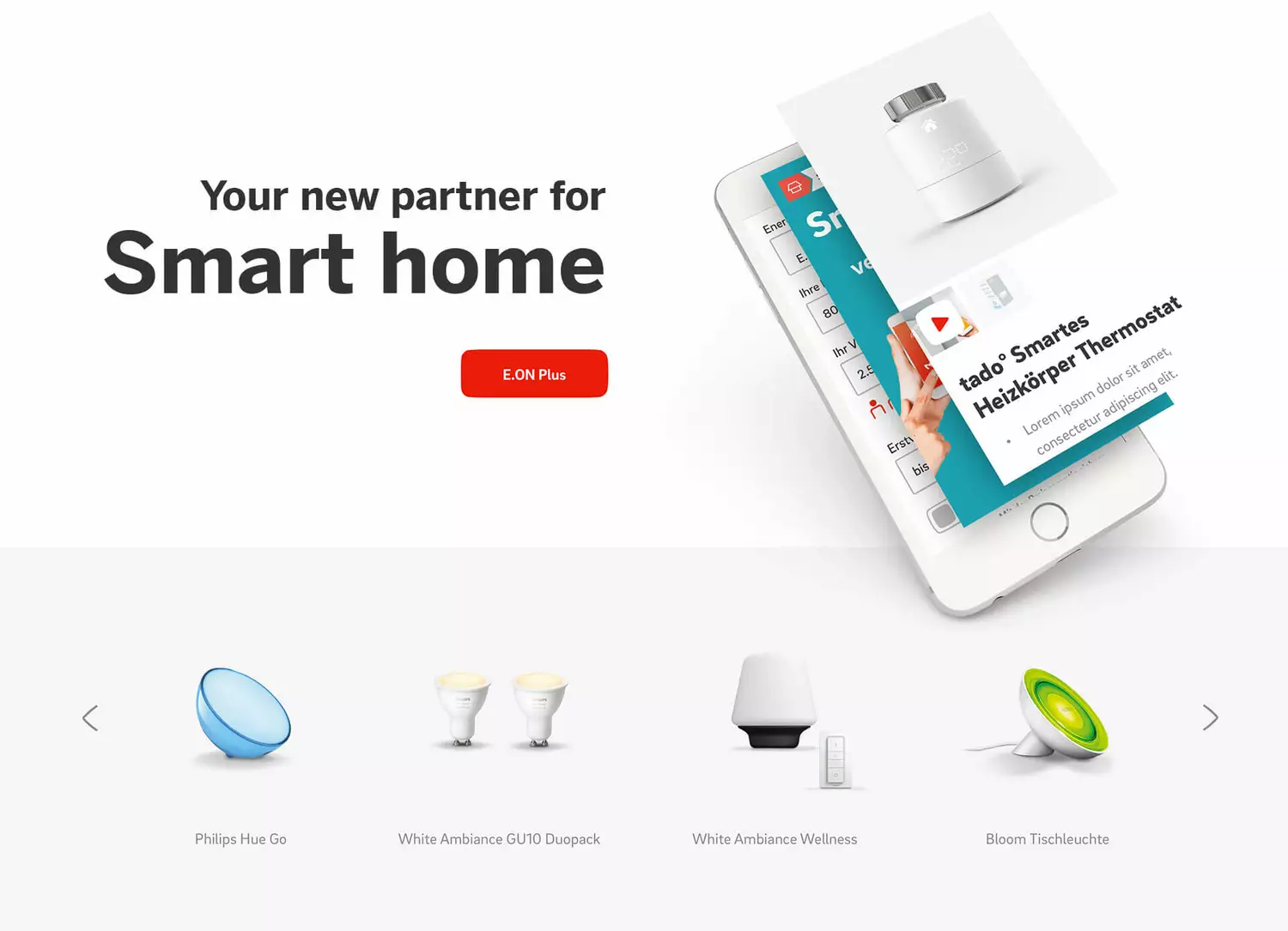 E.ON Screen Content Design mit Smart Home Devices