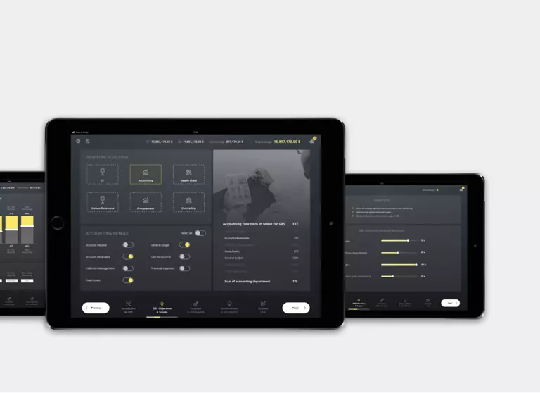 Bild zeigt ein Interface von Ernst & Young. Das UX/UI-Design stammt von SNK.