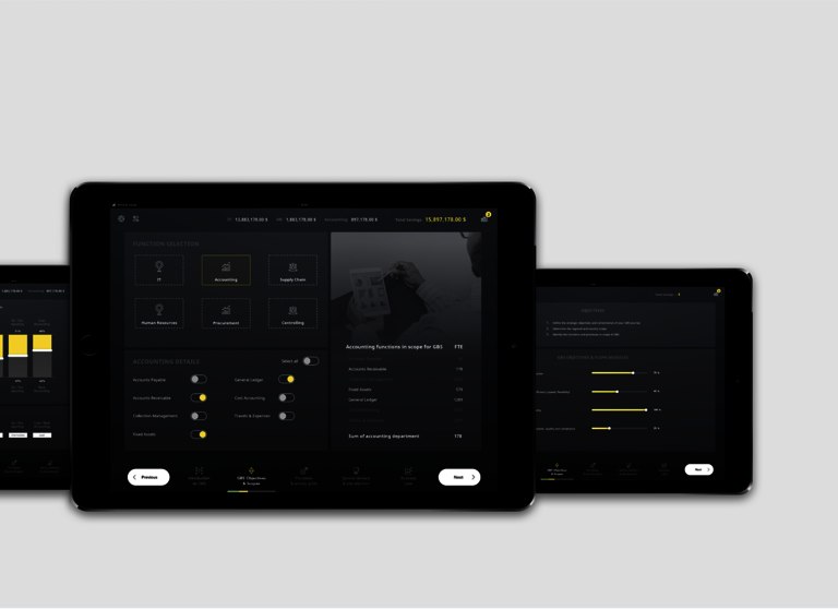 Bild zeigt ein Interface von Ernst & Young. Das UX/UI-Design stammt von SNK.