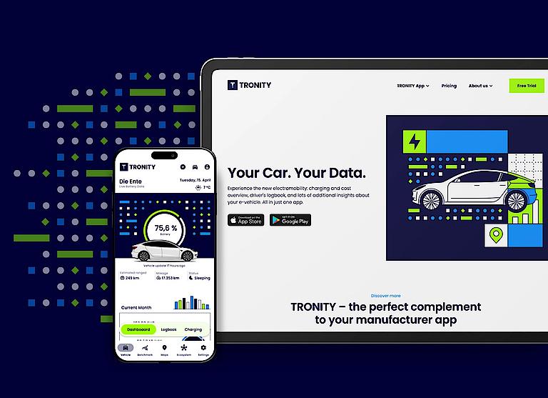 Design und UX der Tronity App für Elektromobilität.