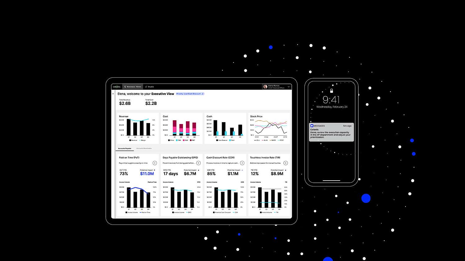 Zu sehen is eine Ansicht des intuitiven UI-Designs für die komplexe Software von Celonis